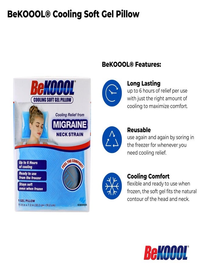 BeKOOOL Cooling Soft Gel Pillow - Reusable Cooling Relief from Migraines, Neck Strain and Fever - Up to 6 Hours of Cooling, Ready to Use, Stays Soft When Frozen - Image 2